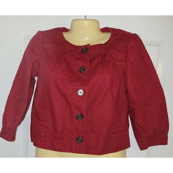 Ann Taylor Petites Red Blazer Jacket Size 0P Work Business Lined Jacket - Picture 3 of 6